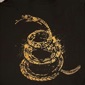 Grunt Style Black T-Shirt with Yellow Snake Don’t Tread On Me Design